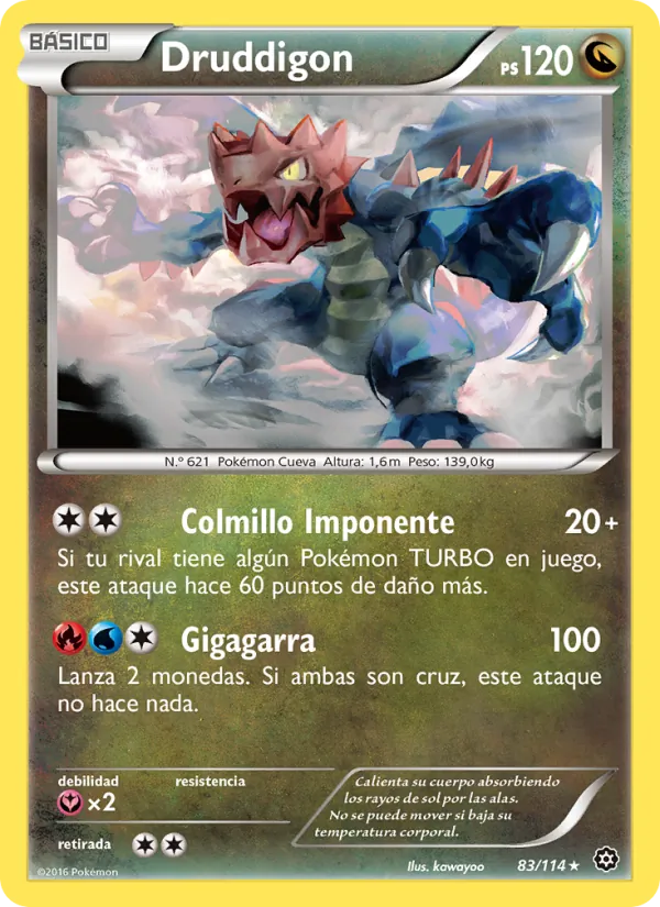 Carta Druddigon de la expansión Asedio de Vapor, número 83/114