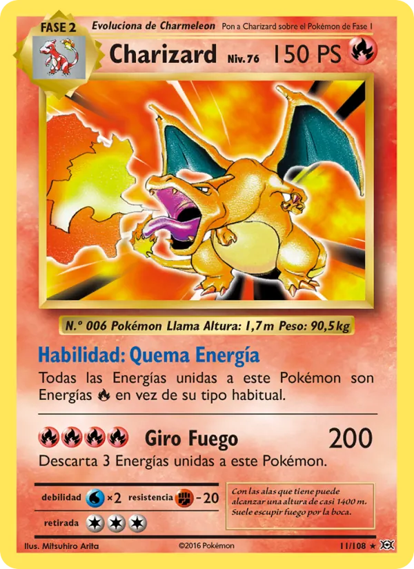 Carta Charizard de la expansión Evoluciones, número 11/108