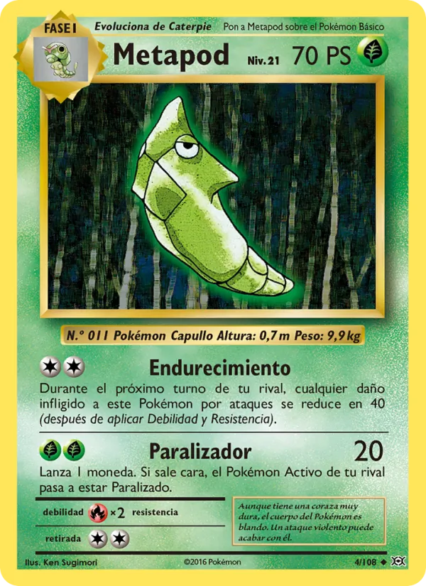Carta Metapod de la expansión Evoluciones, número 4/108