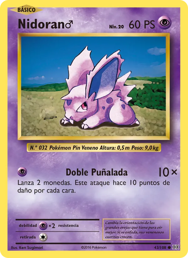 Carta Nidoran♂ de la expansión Evoluciones, número 43/108