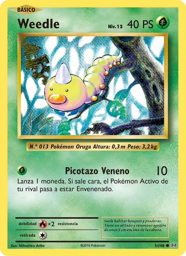 Carta Weedle de la expansión Evoluciones, número 5/108