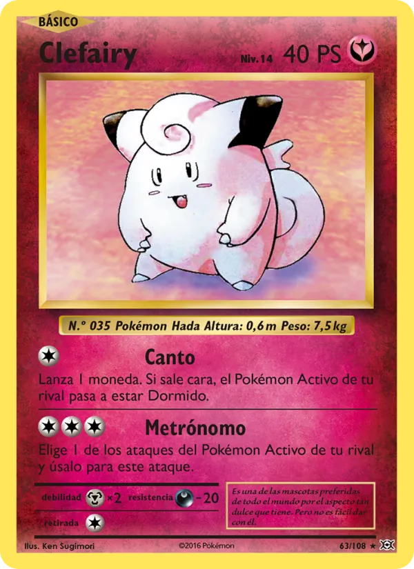 Carta Clefairy de la expansión Evoluciones, número 63/108