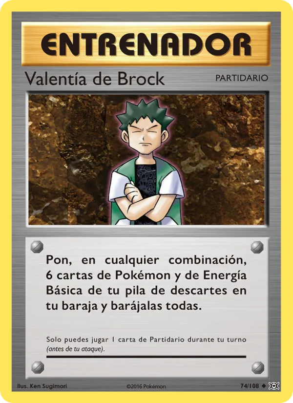 Carta Valentía de Brock de la expansión Evoluciones, número 74/108