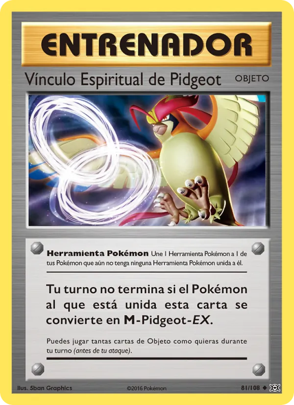 Carta Vínculo Espiritual de Pidgeot de la expansión Evoluciones, número 81/108