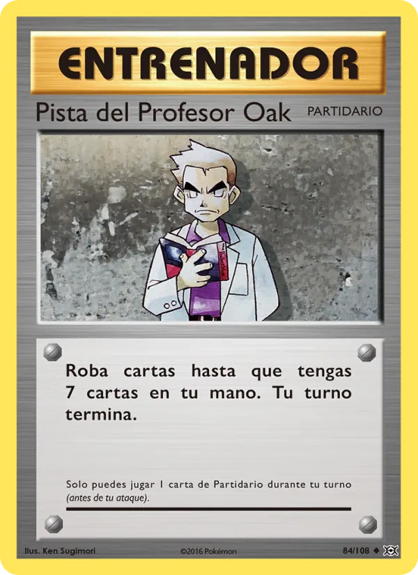 Carta Pista del Profesor Oak de la expansión Evoluciones, número 84/108