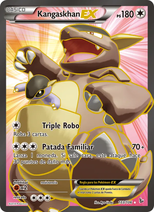 Carta Kangaskhan EX de la expansión Destellos de Fuego, número 103/106
