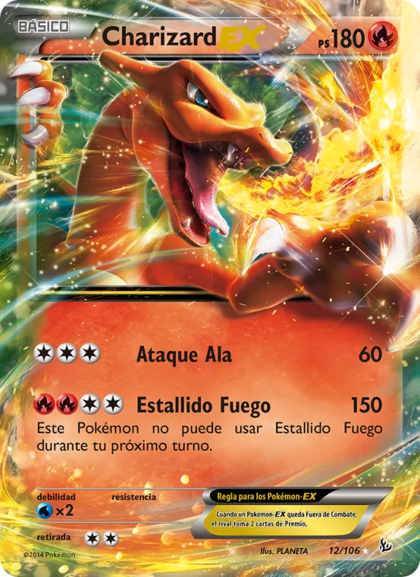 Carta Charizard EX de la expansión Destellos de Fuego, número 12/106