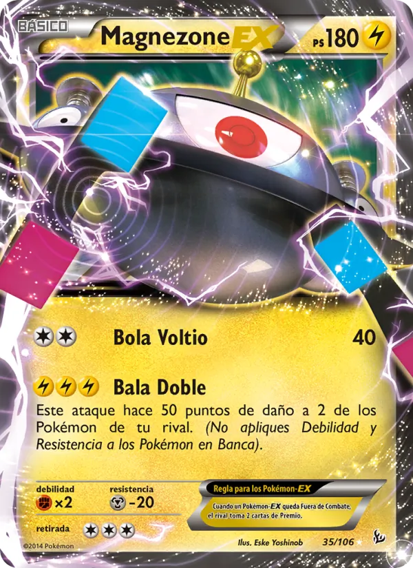 Carta Magnezone EX de la expansión Destellos de Fuego, número 35/106