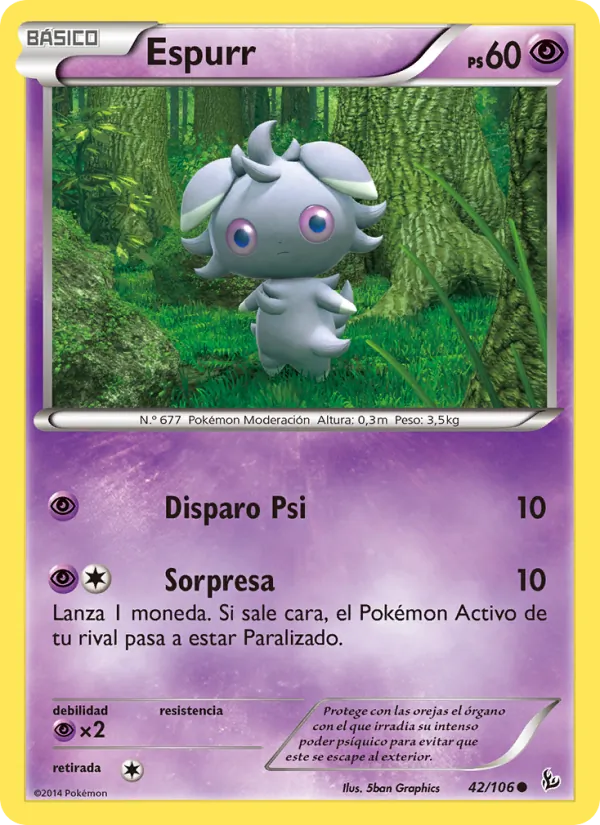 Carta Espurr de la expansión Destellos de Fuego, número 42/106