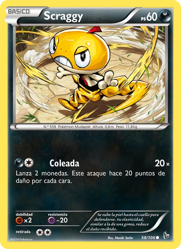 Carta Scraggy de la expansión Destellos de Fuego, número 58/106