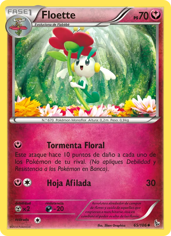 Carta Floette de la expansión Destellos de Fuego, número 65/106