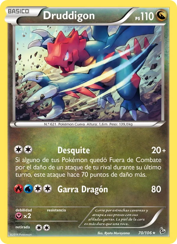 Carta Druddigon de la expansión Destellos de Fuego, número 70/106