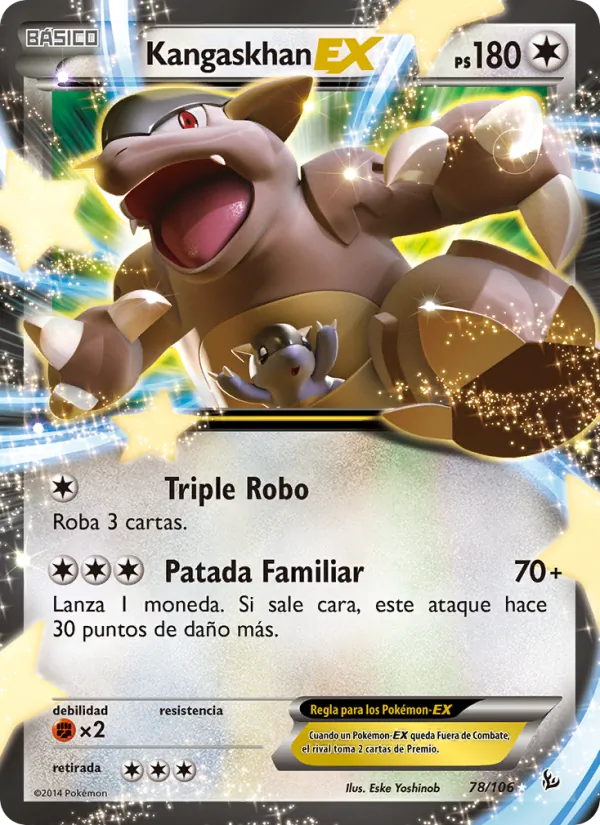 Carta Kangaskhan EX de la expansión Destellos de Fuego, número 78/106