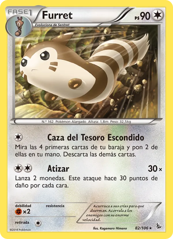 Carta Furret de la expansión Destellos de Fuego, número 82/106