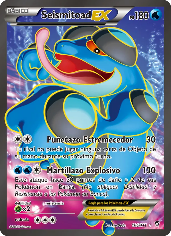 Carta Seismitoad EX de la expansión Puños Furiosos, número 106/111