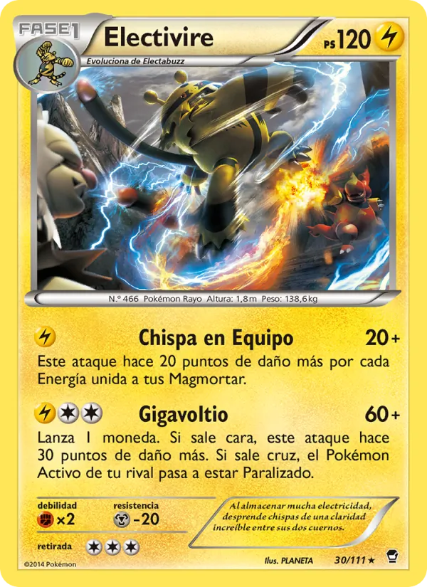 Carta Electivire de la expansión Puños Furiosos, número 30/111