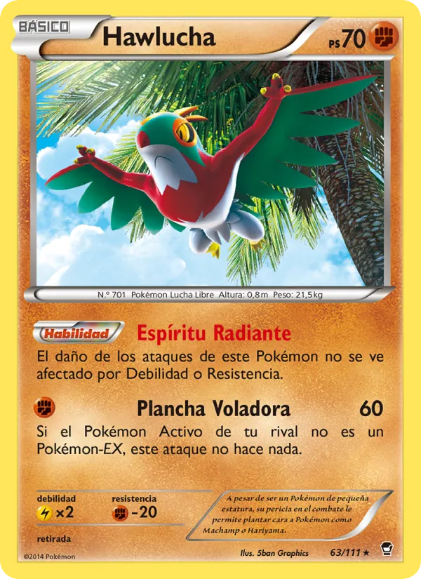 Carta Hawlucha de la expansión Puños Furiosos, número 63/111