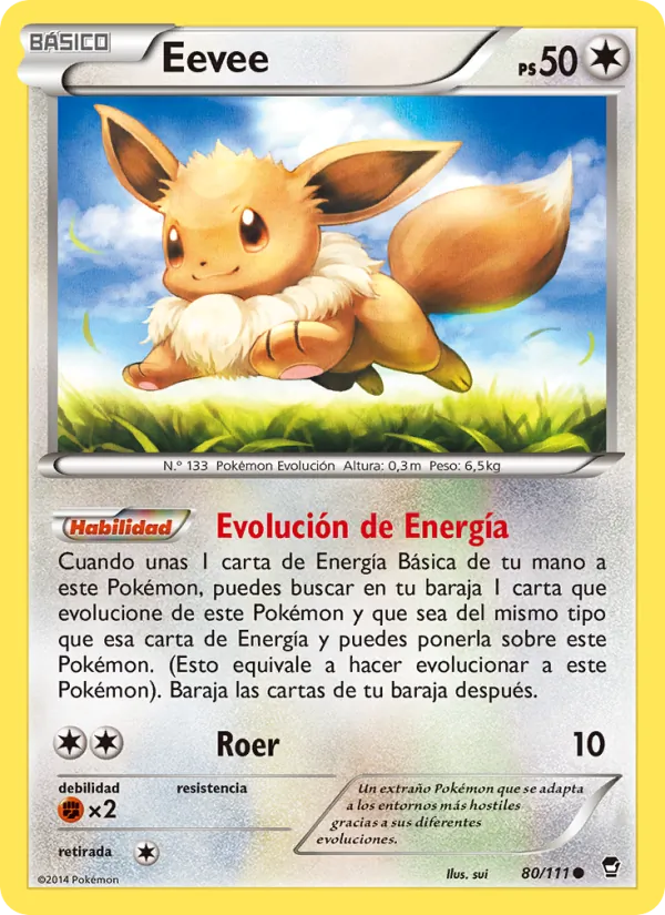 Carta Eevee de la expansión Puños Furiosos, número 80/111