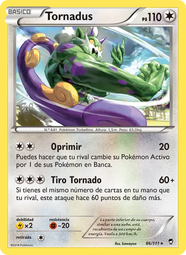 Carta Tornadus de la expansión Puños Furiosos, número 86/111
