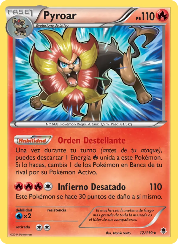 Carta Pyroar de la expansión Fuerzas Fantasmales, número 12/119