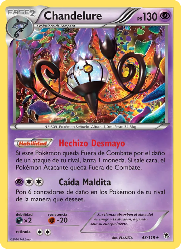 Carta Chandelure de la expansión Fuerzas Fantasmales, número 43/119