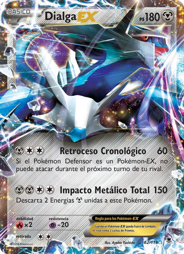 Carta Dialga EX de la expansión Fuerzas Fantasmales, número 62/119
