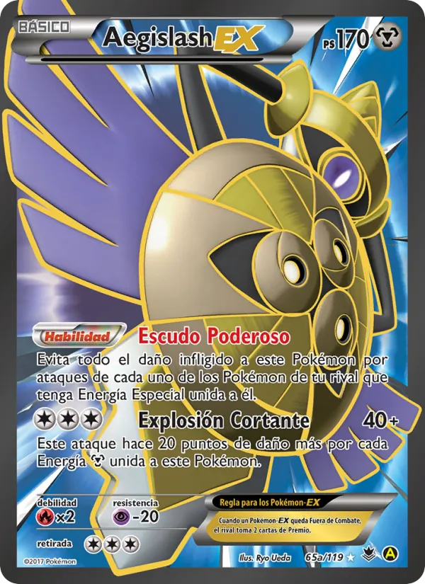 Carta Aegislash EX de la expansión Fuerzas Fantasmales, número 65a/119