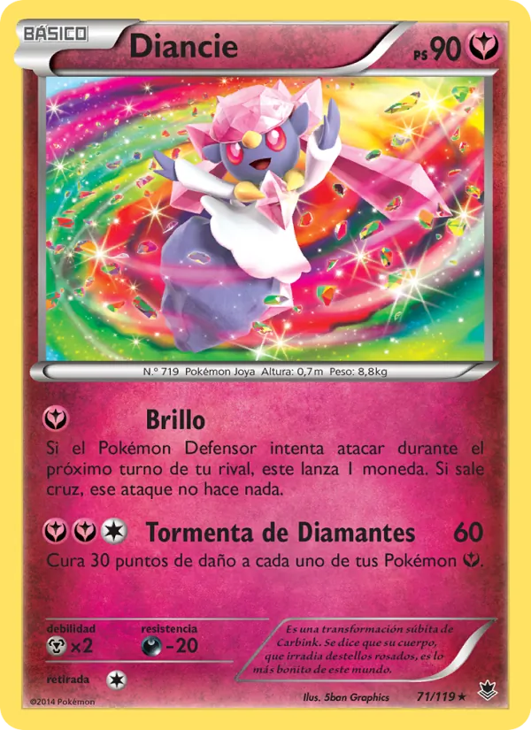 Carta Diancie de la expansión Fuerzas Fantasmales, número 71/119