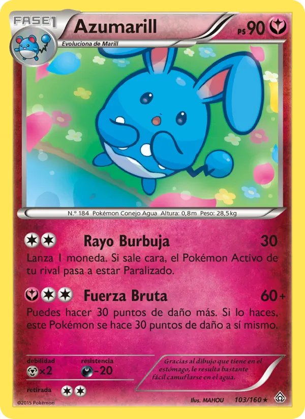 Carta Azumarill de la expansión Duelos Primigenios, número 103/160