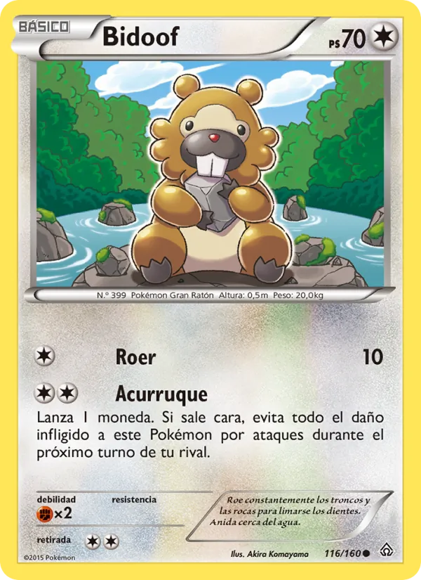 Carta Bidoof de la expansión Duelos Primigenios, número 116/160