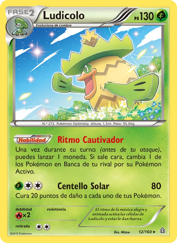 Carta Ludicolo de la expansión Duelos Primigenios, número 12/160