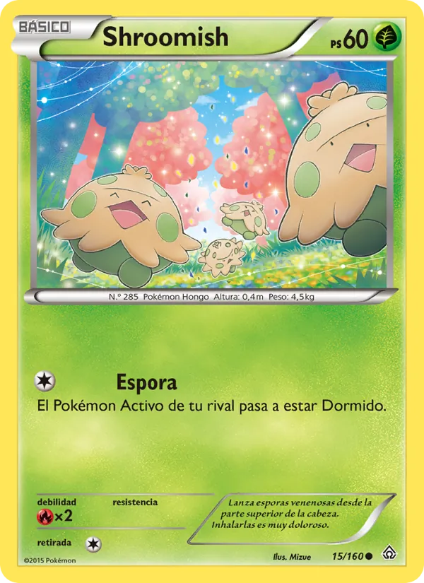 Carta Shroomish de la expansión Duelos Primigenios, número 15/160