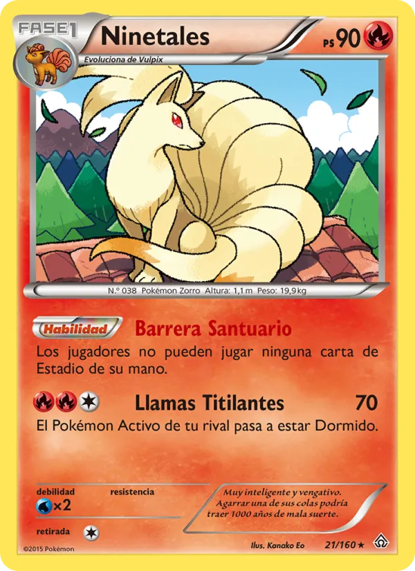 Carta Ninetales de la expansión Duelos Primigenios, número 21/160