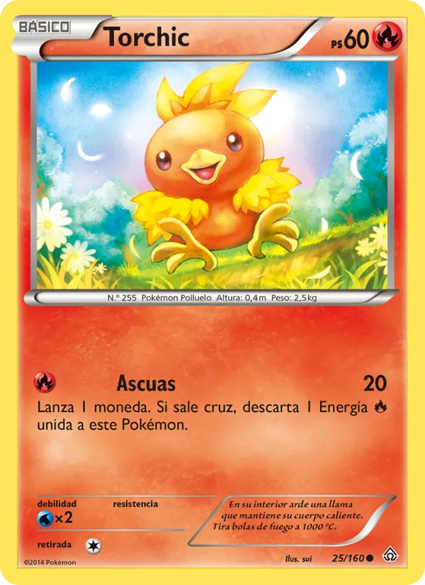 Carta Torchic de la expansión Duelos Primigenios, número 25/160