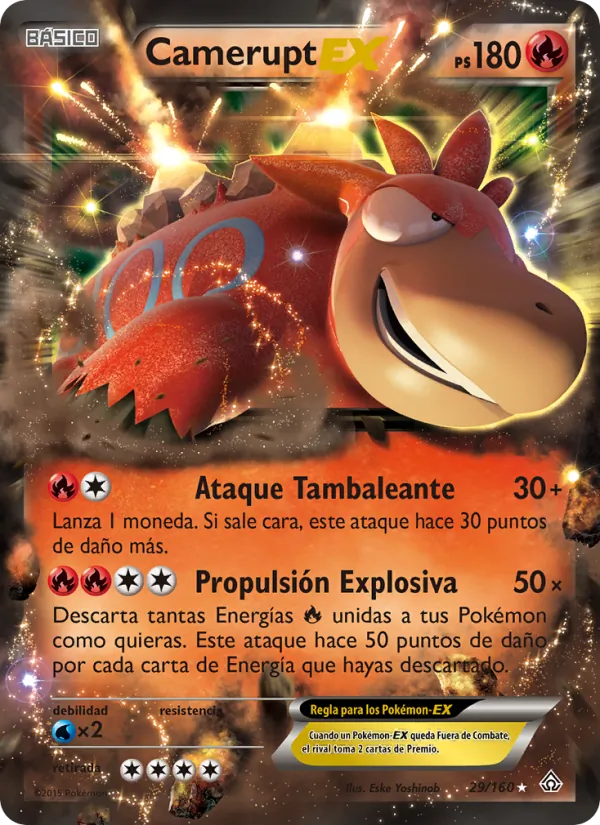 Carta Camerupt EX de la expansión Duelos Primigenios, número 29/160