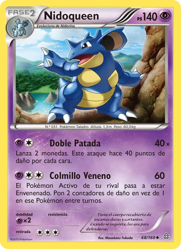 Carta Nidoqueen de la expansión Duelos Primigenios, número 68/160