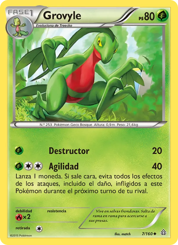 Carta Grovyle de la expansión Duelos Primigenios, número 7/160