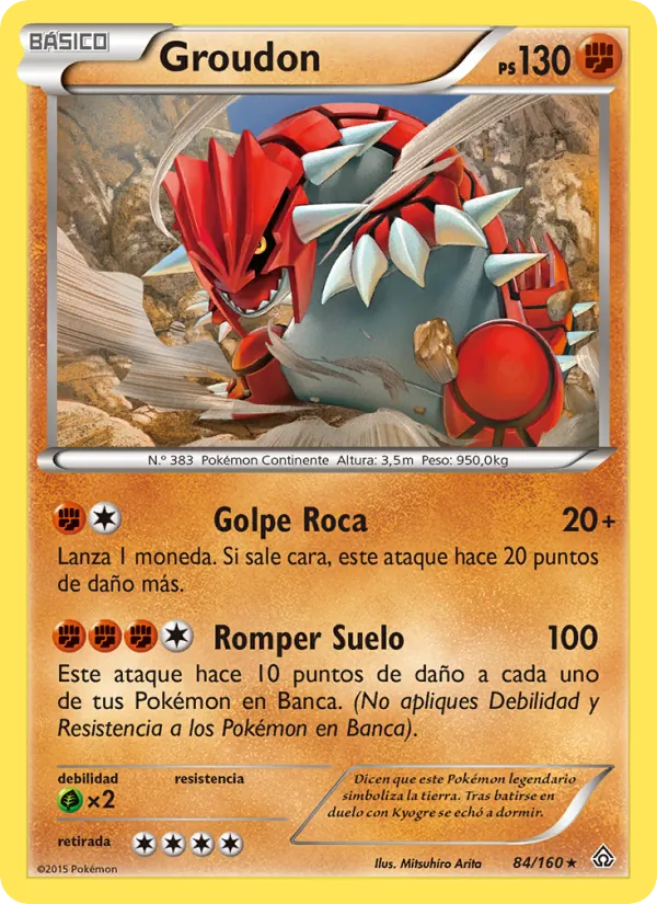 Carta Groudon de la expansión Duelos Primigenios, número 84/160