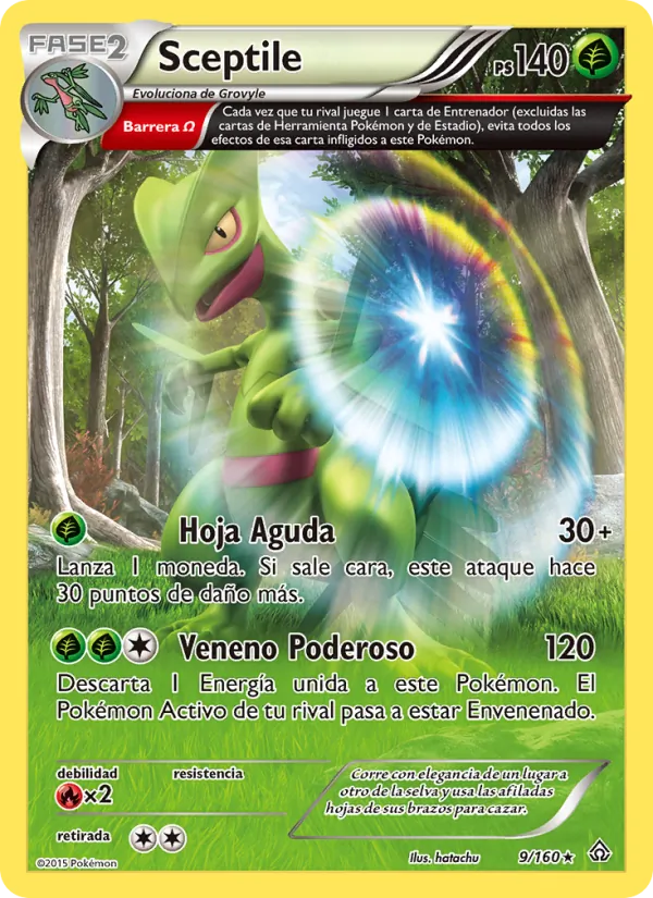 Carta Sceptile de la expansión Duelos Primigenios, número 9/160