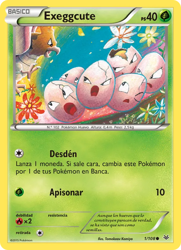 Carta Exeggcute de la expansión Cielos Rugientes, número 1/108