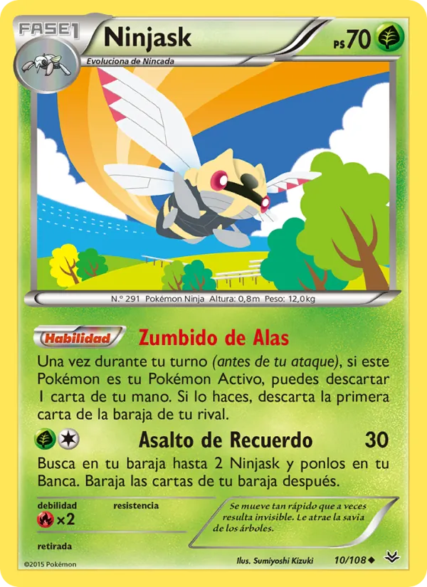 Carta Ninjask de la expansión Cielos Rugientes, número 10/108