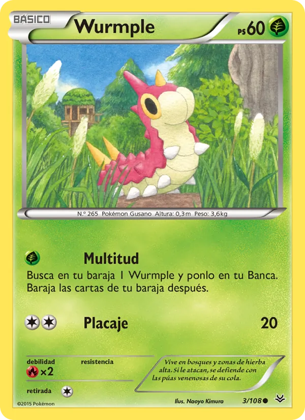 Carta Wurmple de la expansión Cielos Rugientes, número 3/108
