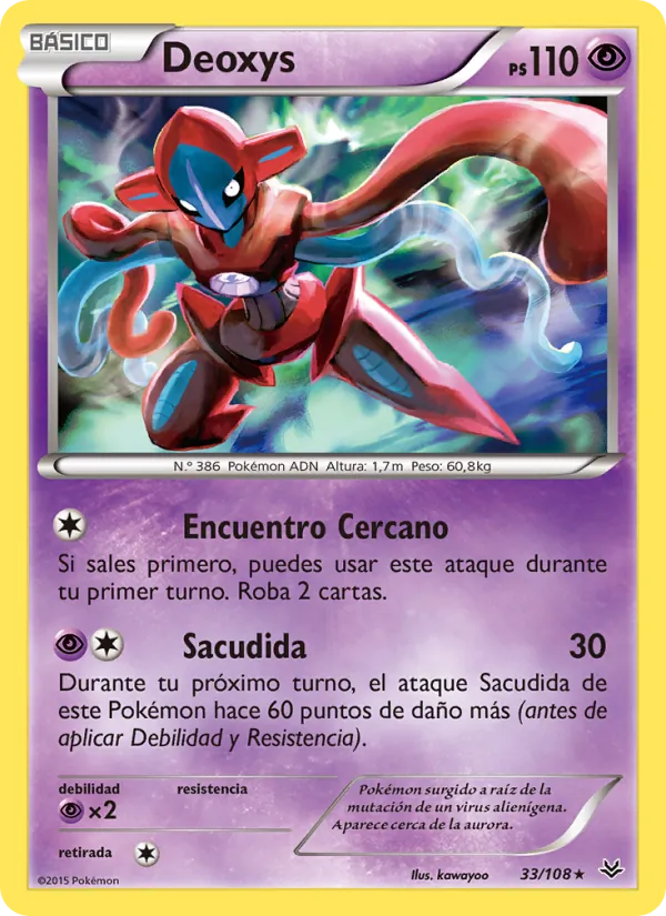 Carta Deoxys de la expansión Cielos Rugientes, número 33/108