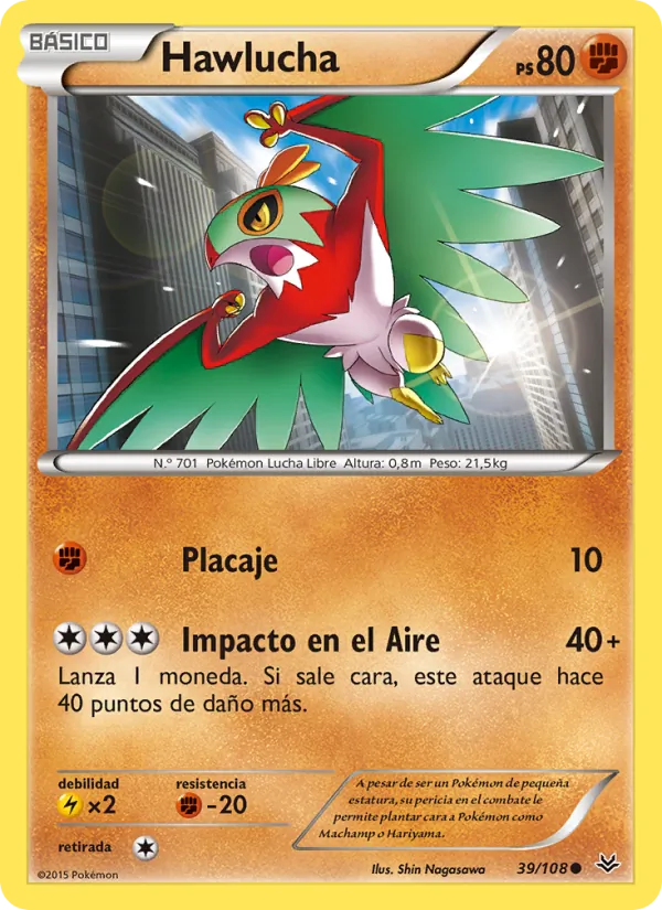 Carta Hawlucha de la expansión Cielos Rugientes, número 39/108