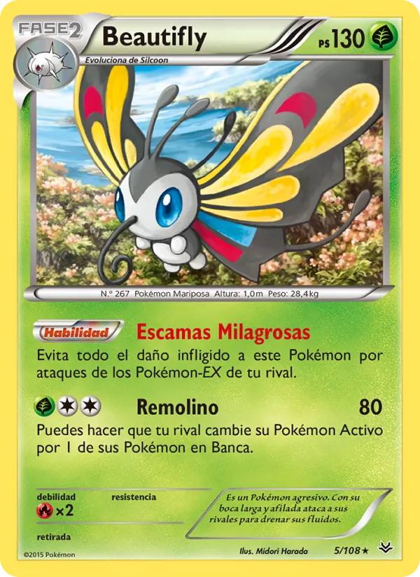 Carta Beautifly de la expansión Cielos Rugientes, número 5/108
