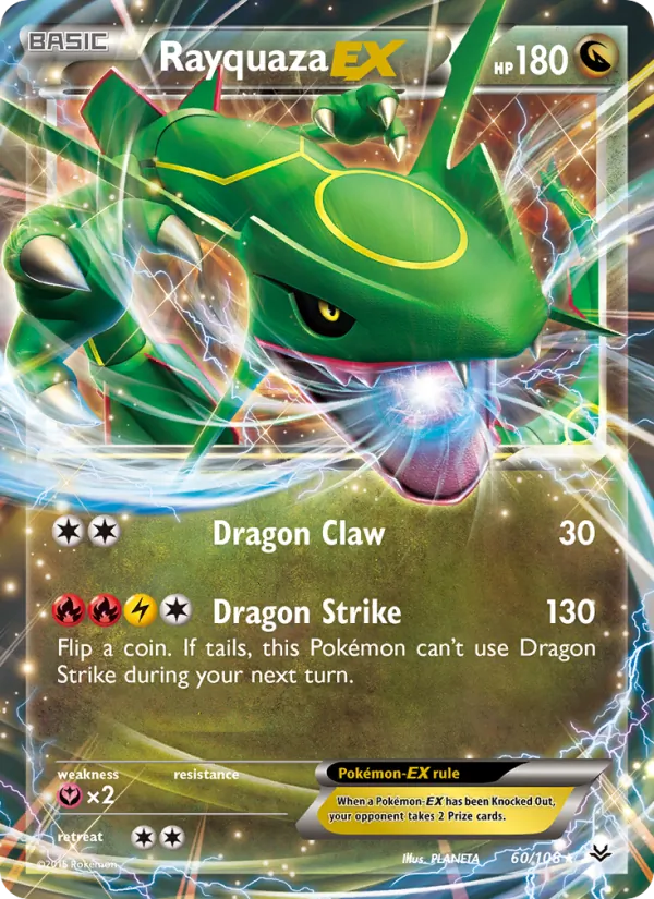 Carta Rayquaza EX de la expansión Cielos Rugientes, número 60/108