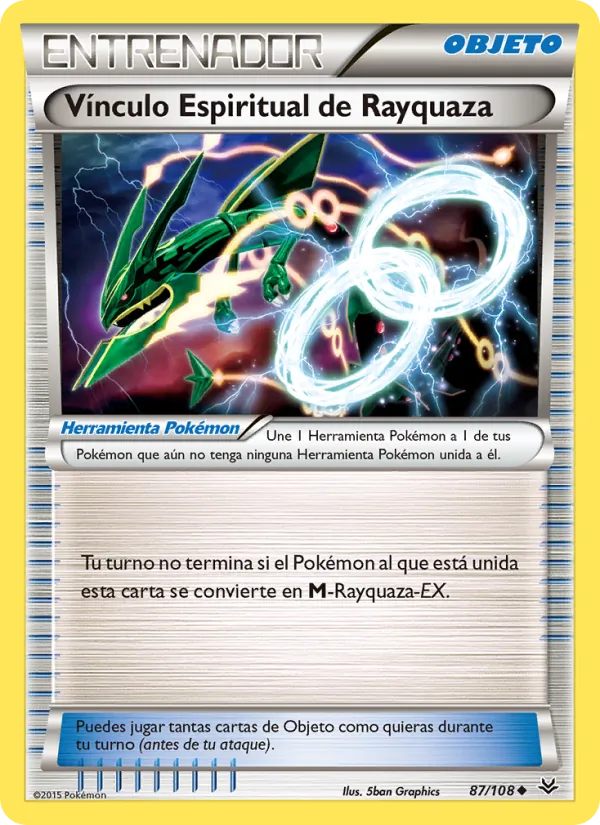 Carta Vínculo Espiritual de Rayquaza de la expansión Cielos Rugientes, número 87/108