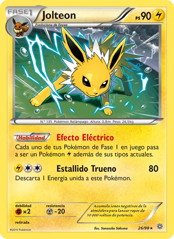 Carta Jolteon de la expansión Antiguos Orígenes, número 26/98