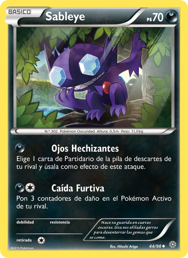 Carta Sableye de la expansión Antiguos Orígenes, número 44/98