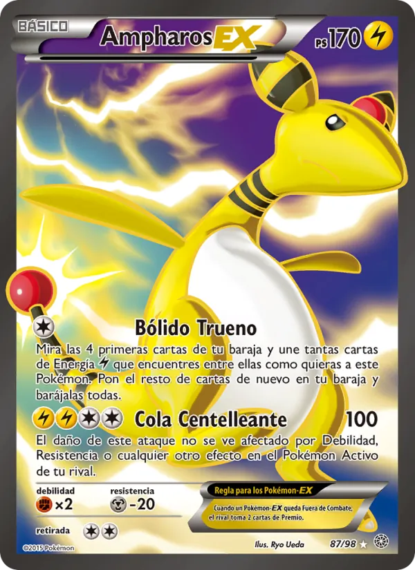 Carta Ampharos EX de la expansión Antiguos Orígenes, número 87/98